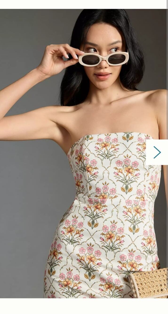 Favorite Daughter Willow Floral Strapless Dress SZ 10 Feminine Spring Wedding
